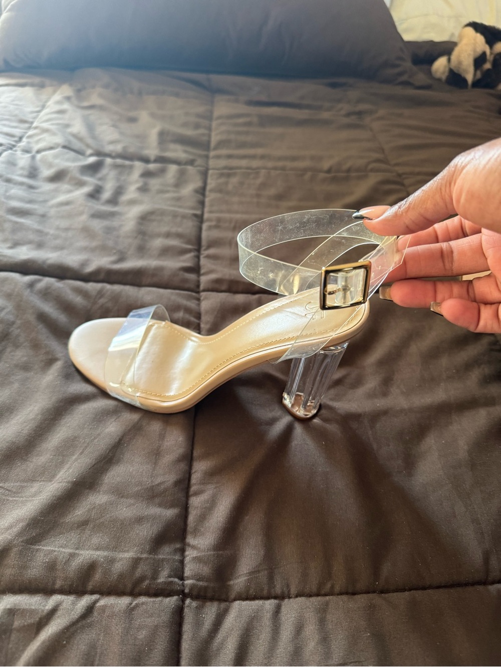 Clear sandal block heels